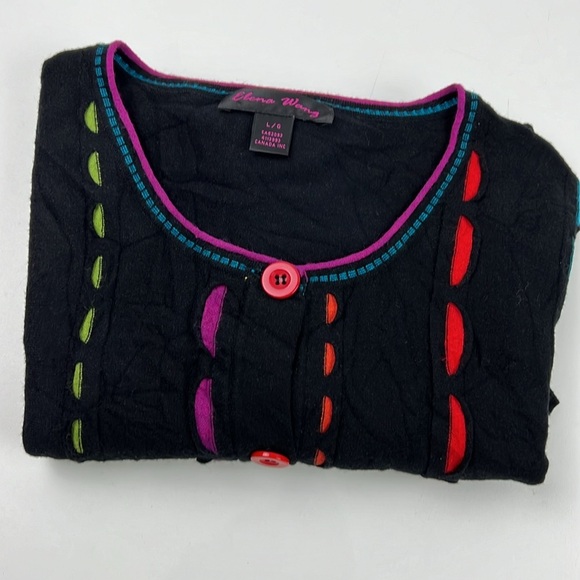 Elena Wang Women's Vintage Ribbon Colourful Button Down Cardigan - Picture 12 of 13